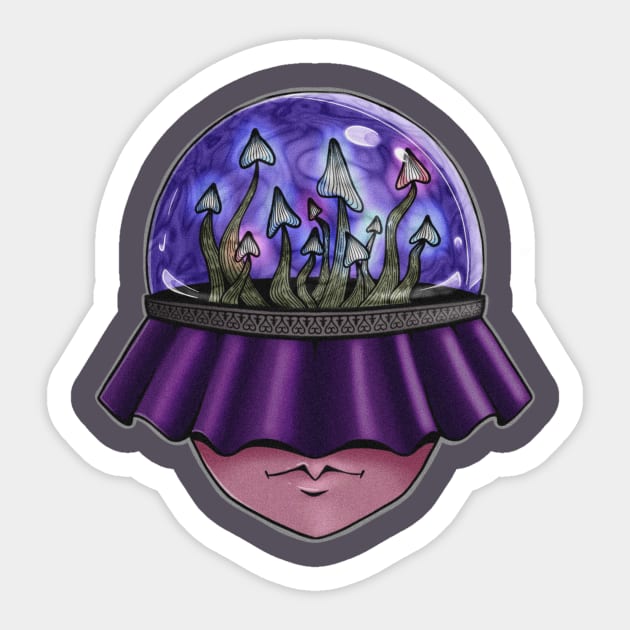 Head full of Shrooms Sticker by grumpykitten